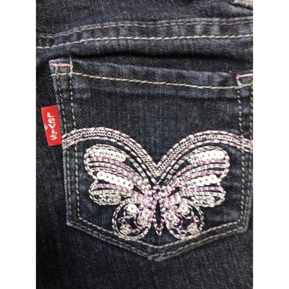 Levis Denim Leggings Infant Girls 1-2yrs Used Butterfly Pockets - Picture 7 of 9